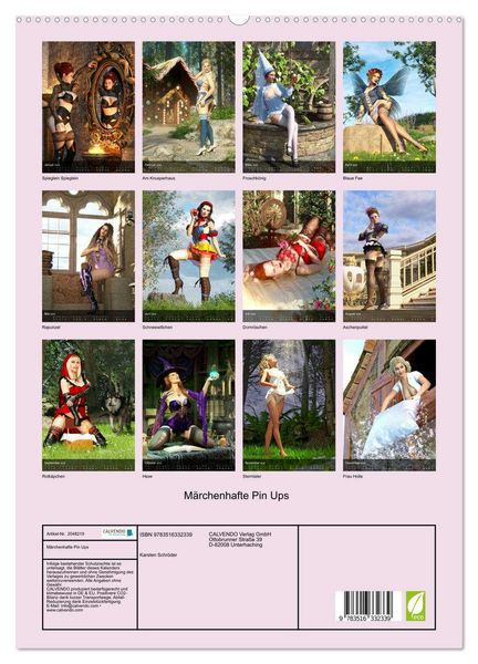 Produktbild: M&auml;rchenhafte Pin Ups (hochwertiger Premium Wandkalender 2026 DIN A2 hoch), Kunstdruck in Hochglanz