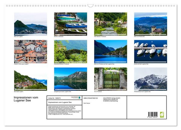 Produktbild: Impressionen vom Luganer See (Wandkalender 2026 DIN A2 quer), CALVENDO Monatskalender