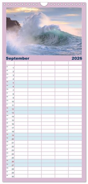 Produktbild: Familienplaner 2026 - Wellen Konzert mit 5 Spalten (Wandkalender, 21 x 45 cm) CALVENDO