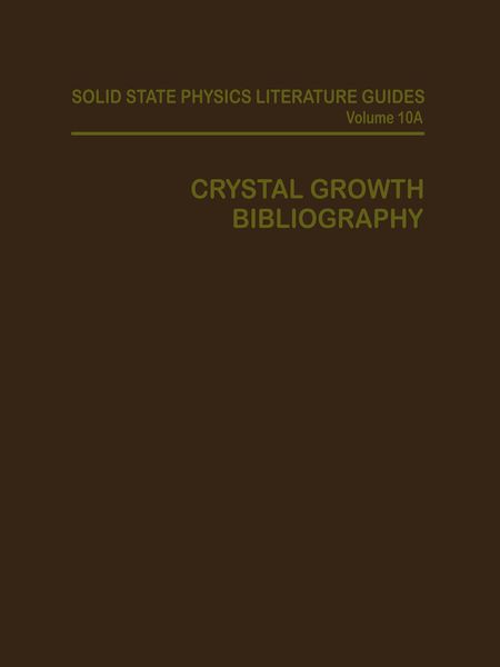 Produktbild: Crystal Growth Bibliography