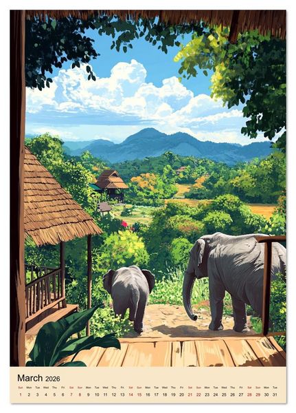 Produktbild: Thailand meets Anime (Desk Calendar 2026 DIN A5 portrait), CALVENDO 12 Month DeskCalendar