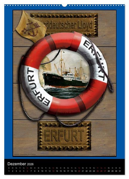 Produktbild: Deutsche Handelsschiffe vor 1945 (hochwertiger Premium Wandkalender 2026 DIN A2 hoch), Kunstdruck in Hochglanz