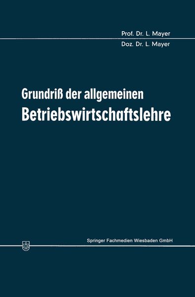 Produktbild: Grundri&szlig; der allgemeinen Betriebswirtschaftslehre