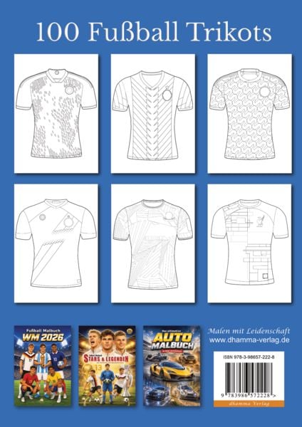 Produktbild: Fu&szlig;ball-Malbuch Trikot-Designer f&uuml;r Kinder ab 6 Jahren mit 100 Motiven zum Ausmalen