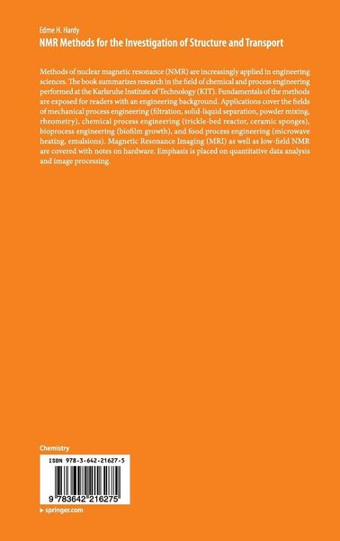 Produktbild: NMR Methods for the Investigation of Structure and Transport
