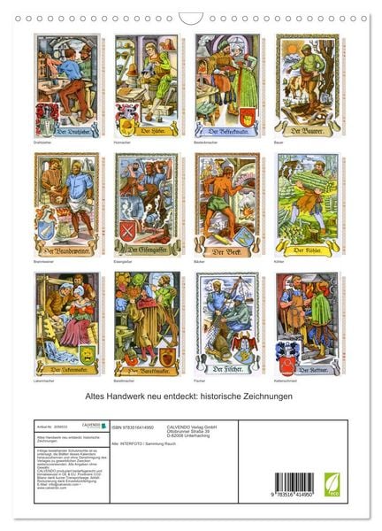 Produktbild: Altes Handwerk: Historische Zeichnungen neu entdeckt (Wandkalender 2026 DIN A3 hoch), CALVENDO Monatskalender