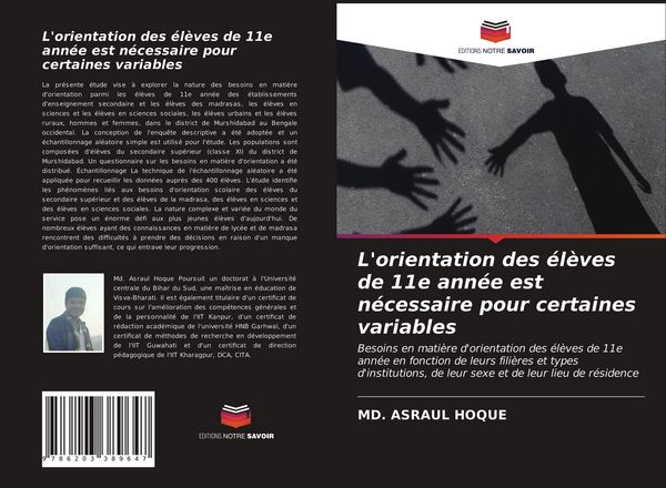 Produktbild: L'orientation des &eacute;l&egrave;ves de 11e ann&eacute;e est n&eacute;cessaire pour certaines variables