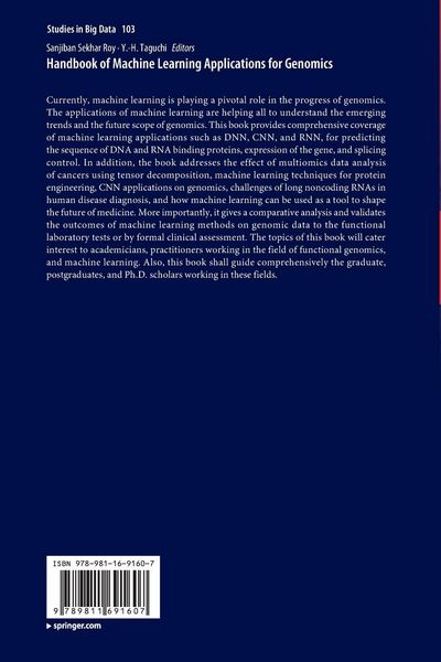 Produktbild: Handbook of Machine Learning Applications for Genomics