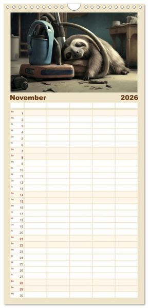 Produktbild: Familienplaner 2026 - Der Kalender f&uuml;r echte Faultiere mit 5 Spalten (Wandkalender, 21 x 45 cm) CALVENDO