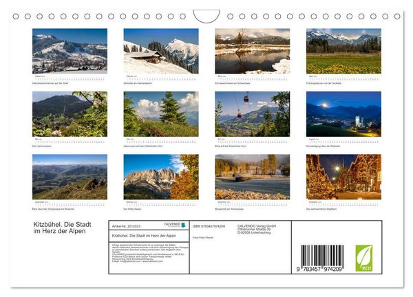 Produktbild: Kitzb&uuml;hel. Die Stadt im Herz der Alpen (Wandkalender 2026 DIN A4 quer), CALVENDO Monatskalender