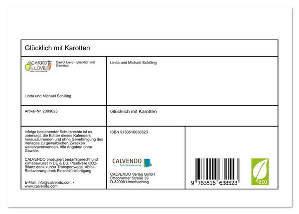 Produktbild: Gl&uuml;cklich mit Karotten (Tischkalender 2026 DIN A5 quer), CALVENDO Monatskalender