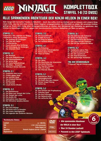 Produktbild: LEGO Ninjago - Komplettbox/Staffel 1-6 [13 DVDs]