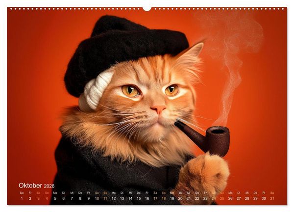 Produktbild: Katzenkunstwerke (hochwertiger Premium Wandkalender 2026 DIN A2 quer), Kunstdruck in Hochglanz