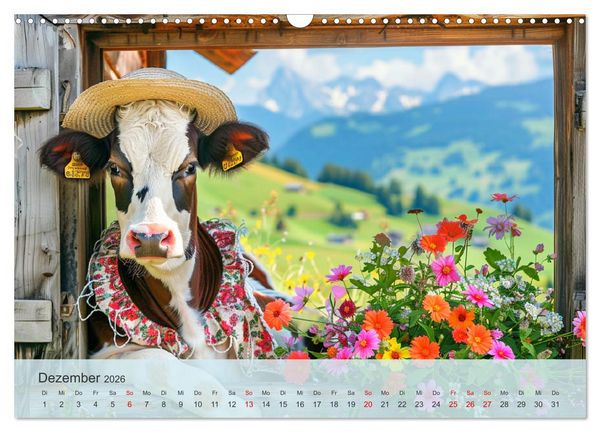 Produktbild: Fenstergucker auf der Alm. Lustige Tiere im Sommer auf dem Bergbauernhof (Wandkalender 2026 DIN A3 quer), CALVENDO Monatskalender