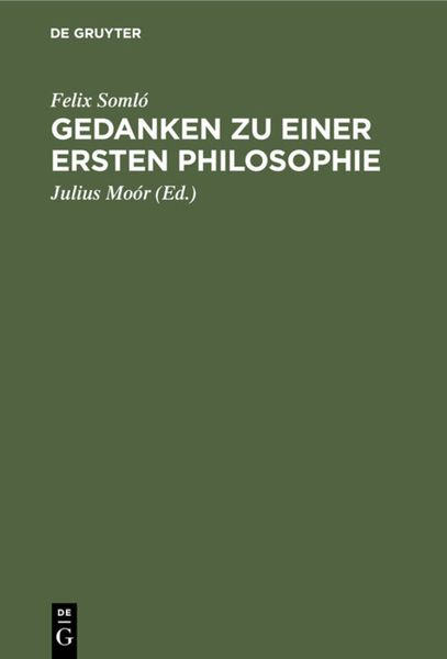 Produktbild: Gedanken zu einer ersten Philosophie