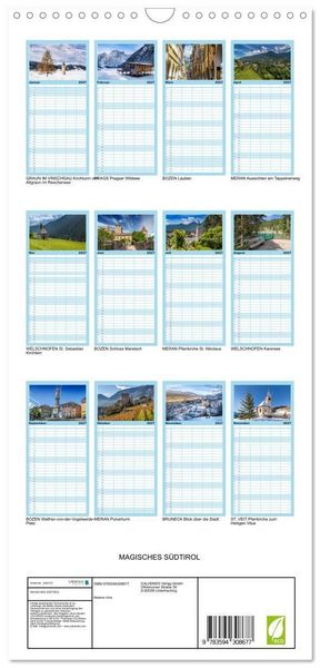 Produktbild: Familienplaner 2027 - MAGISCHES S&Uuml;DTIROL mit 5 Spalten (Wandkalender, 21 x 45 cm) CALVENDO