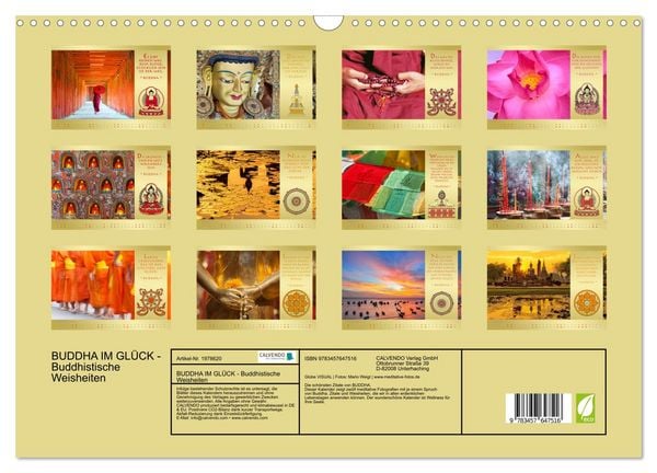 Produktbild: BUDDHA IM GL&Uuml;CK - Buddhistische Weisheiten (Wandkalender 2026 DIN A3 quer), CALVENDO Monatskalender