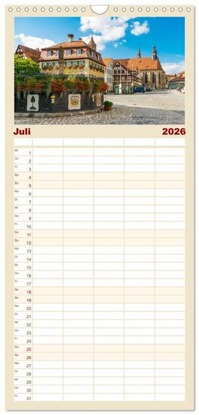 Produktbild: Familienplaner 2026 - Ein Spaziergang durch Feuchtwangen mit 5 Spalten (Wandkalender, 21 x 45 cm) CALVENDO