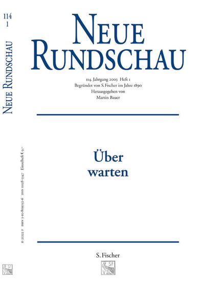Produktbild: Neue Rundschau 2003/1