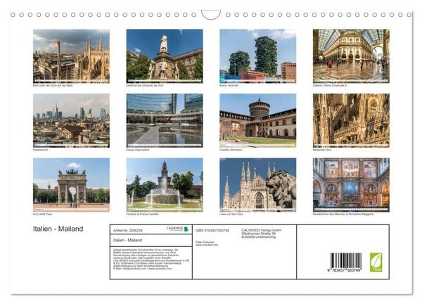 Produktbild: Italien - Mailand (Wandkalender 2026 DIN A3 quer), CALVENDO Monatskalender