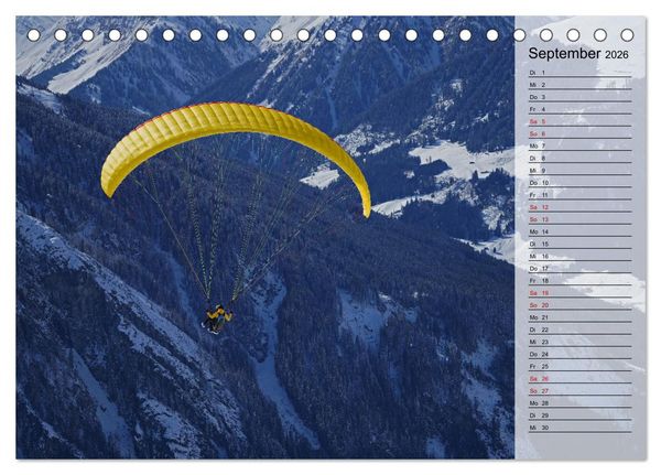 Produktbild: Gleitschirmfliegen in den Tuxer Alpen (Tischkalender 2026 DIN A5 quer), CALVENDO Monatskalender