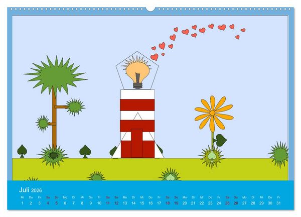Produktbild: Leuchtturm im Meer (hochwertiger Premium Wandkalender 2026 DIN A2 quer), Kunstdruck in Hochglanz