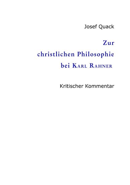 Produktbild: Zur christlichen Philosophie bei Karl Rahner