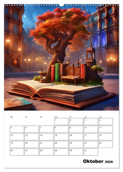 Produktbild: Magische surreale Buchwelten (Wandkalender 2026 DIN A2 hoch), CALVENDO Monatskalender