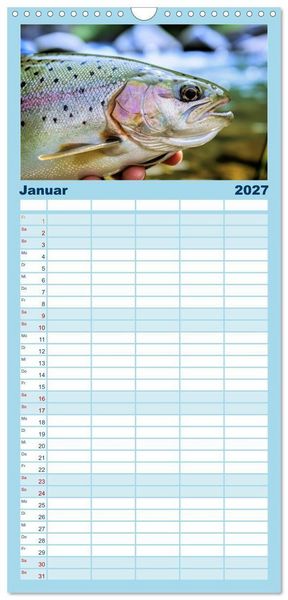Produktbild: Familienplaner 2027 - Forellen im Fluss mit 5 Spalten (Wandkalender, 21 x 45 cm) CALVENDO