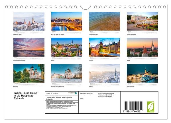 Produktbild: Tallinn - Eine Reise in die Hauptstadt Estlands. (Wandkalender 2026 DIN A4 quer), CALVENDO Monatskalender