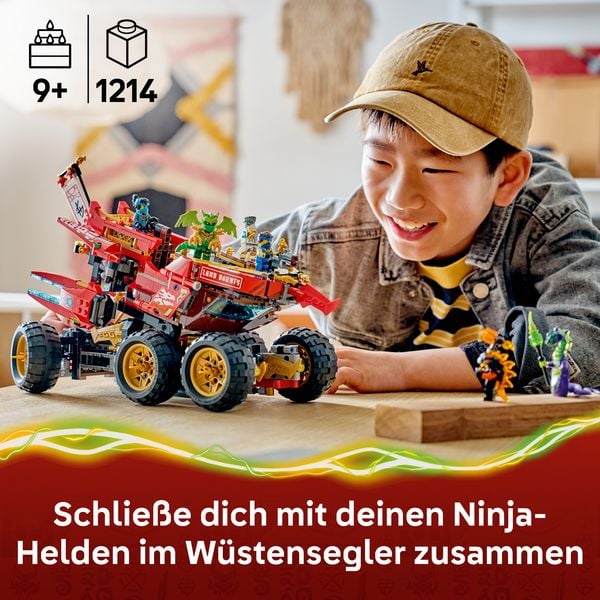 Produktbild: LEGO NINJAGO 71869 W&uuml;stensegler, Spielzeug-LKW f&uuml;r Kinder, 3 Fahrzeuge und 6 Minifiguren