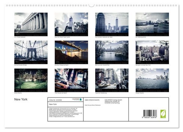 Produktbild: New York (hochwertiger Premium Wandkalender 2026 DIN A2 quer), Kunstdruck in Hochglanz