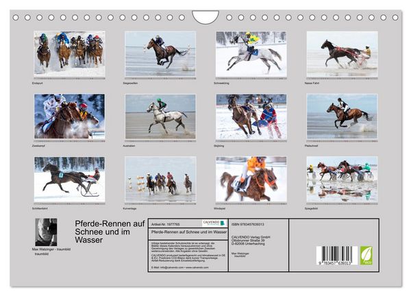 Produktbild: Pferde-Rennen auf Schnee und im Wasser (Wandkalender 2026 DIN A4 quer), CALVENDO Monatskalender