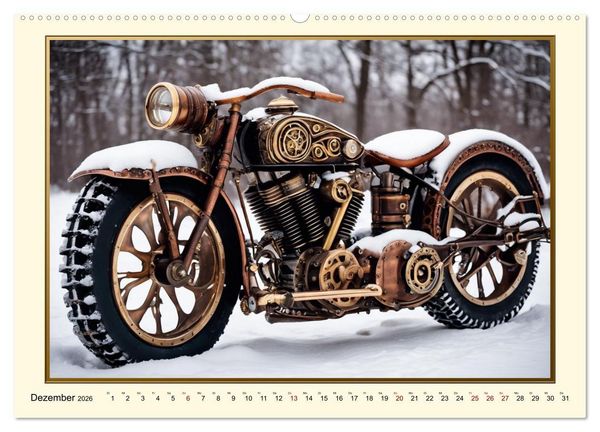 Produktbild: Motorr&auml;der im Steampunk-Style (hochwertiger Premium Wandkalender 2026 DIN A2 quer), Kunstdruck in Hochglanz