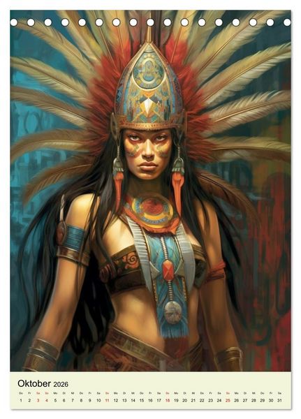 Produktbild: Fantasy-Azteken. Mesoamerikanische Krieger einer Hochkultur (Tischkalender 2026 DIN A5 hoch), CALVENDO Monatskalender