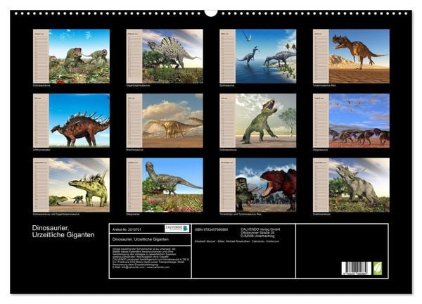 Produktbild: Dinosaurier. Urzeitliche Giganten (Wandkalender 2026 DIN A2 quer), CALVENDO Monatskalender