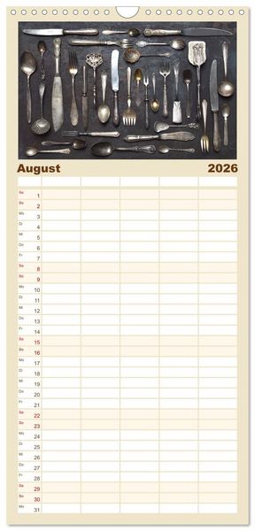 Produktbild: Familienplaner 2026 - K&uuml;chenutensilien mit 5 Spalten (Wandkalender, 21 x 45 cm) CALVENDO