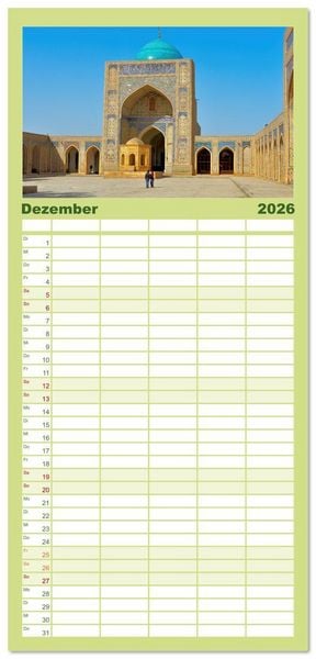 Produktbild: Familienplaner 2026 - Usbekistan, Perlen der Seidenstra&szlig;e mit 5 Spalten (Wandkalender, 21 x 45 cm) CALVENDO