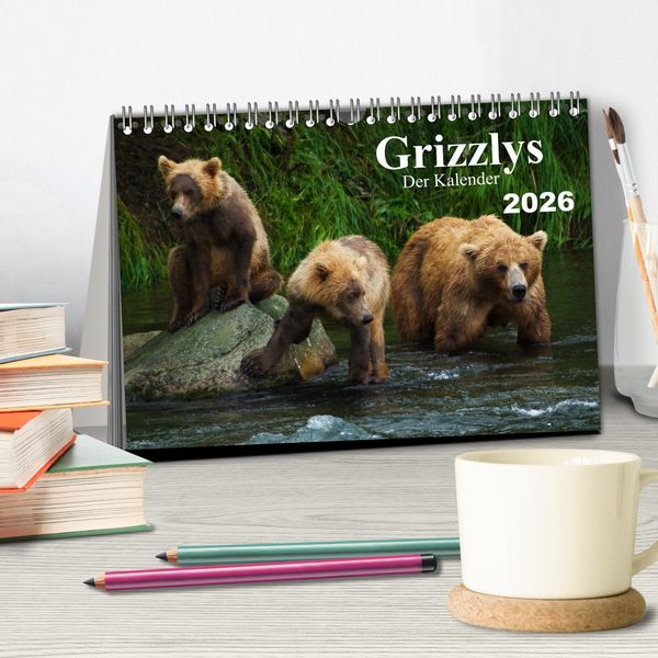 Produktbild: Grizzlys - Der Kalender (Tischkalender 2026 DIN A5 quer), CALVENDO Monatskalender
