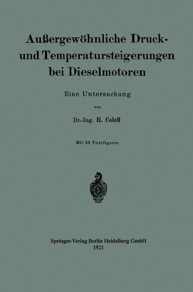 Produktbild: Au&szlig;ergew&ouml;hnliche Druck- und Temperatursteigerungen bei Dieselmotoren