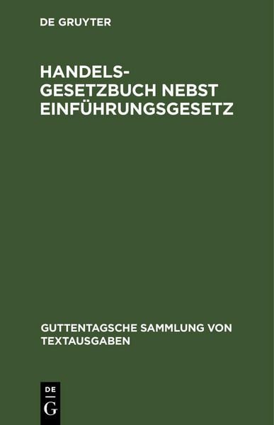 Produktbild: Handelsgesetzbuch nebst Einf&uuml;hrungsgesetz