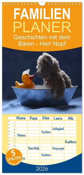 Familienplaner 2026 - Bärentraum mit 5 Spalten (Wandkalender, 21 x 45 cm) CALVENDO