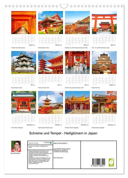 Produktbild: Schreine und Tempel - Heiligt&uuml;mern in Japan (Wandkalender 2026 DIN A3 hoch), CALVENDO Monatskalender