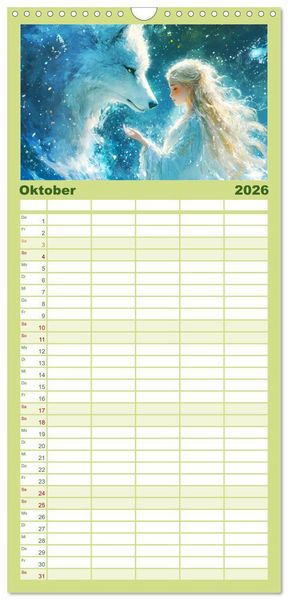 Produktbild: Familienplaner 2026 - Traumwelten. Mangas mit magischen Begegnungen mit 5 Spalten (Wandkalender, 21 x 45 cm) CALVENDO