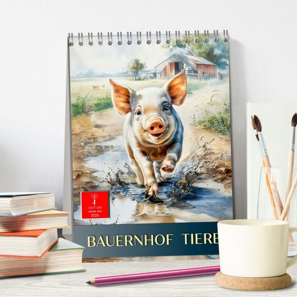 Produktbild: Bauernhof Tiere (Tischkalender 2026 DIN A5 hoch), CALVENDO Monatskalender