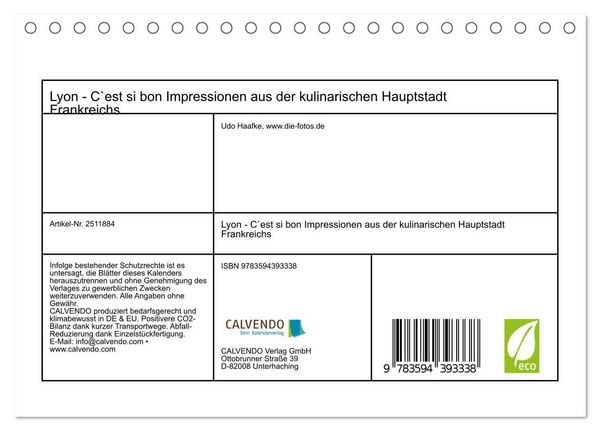 Produktbild: Lyon - C`est si bon Impressionen aus der kulinarischen Hauptstadt Frankreichs (Tischkalender 2027 DIN A5 quer), CALVENDO Monatskalender