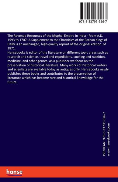 Produktbild: The Revenue Resources of the Mughal Empire in India