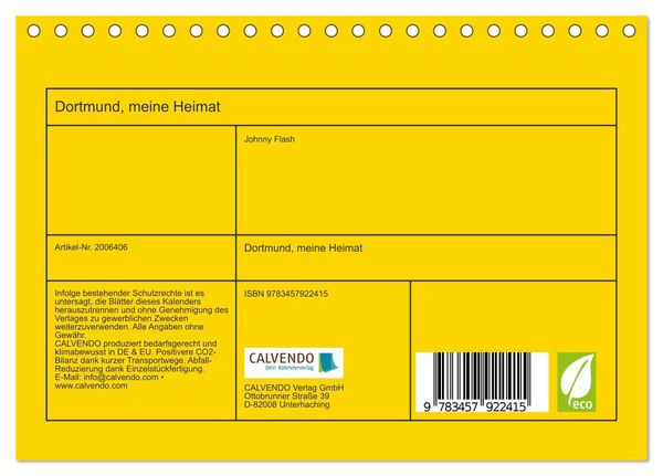 Produktbild: Dortmund, meine Heimat (Tischkalender 2026 DIN A5 quer), CALVENDO Monatskalender
