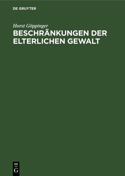 Produktbild: Beschr&auml;nkungen der elterlichen Gewalt
