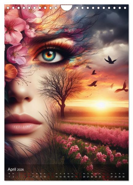 Produktbild: Feminine Facetten - Portraits in Doppelbelichtung (Wandkalender 2026 DIN A4 hoch), CALVENDO Monatskalender